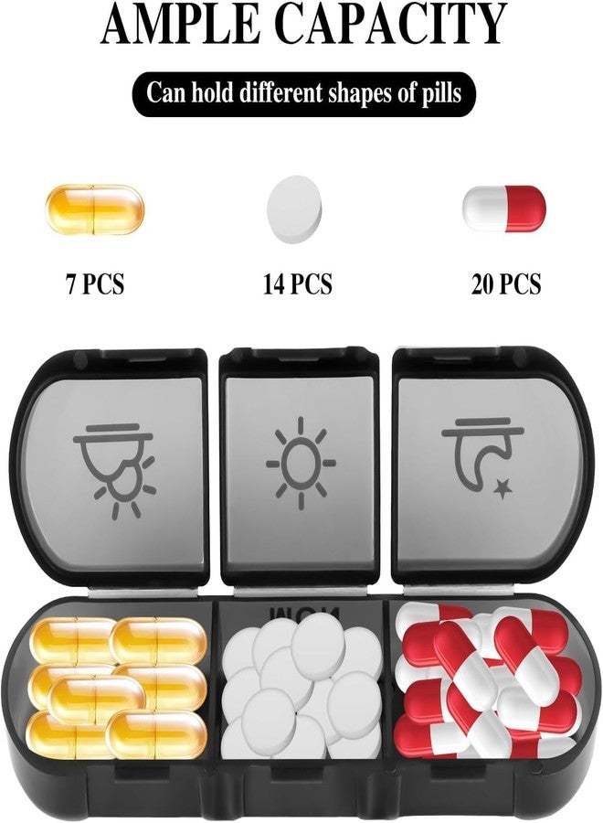 Evona Weekly Pill Box 7 Day 21 Compartment Tablet Organiser Medicine Storage Dispenser l Travel Pill Organizer l Portable Pill Box for Vitamin, Medicine, Pills l Daily Pill Case l Weekly Pill Organizer 7 Days, Morning, Noon, Evening - Image 2